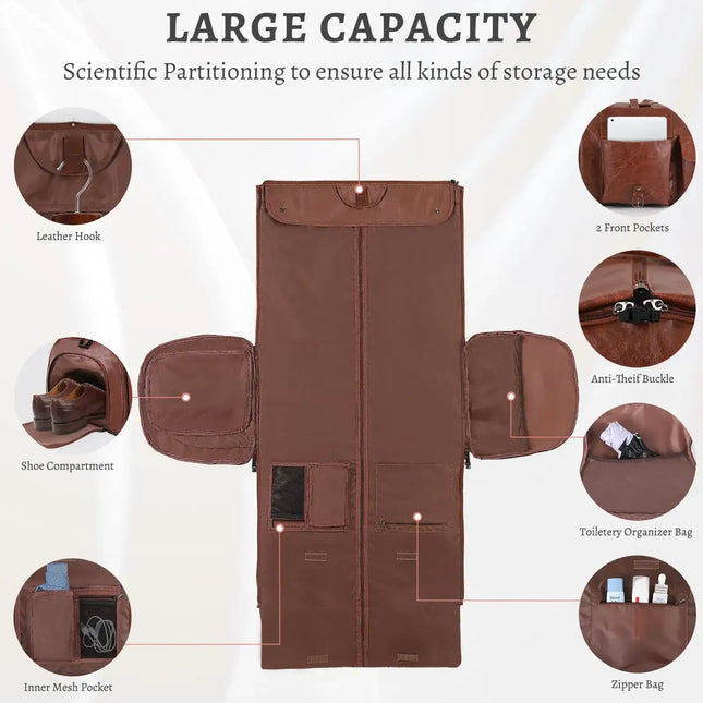 Large Capacity Men's Leather Suit Storage Bag