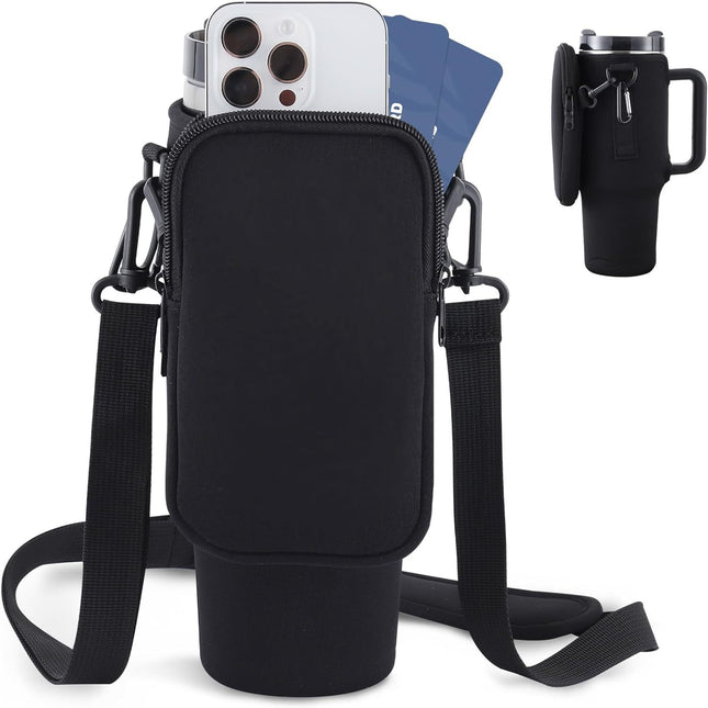 Slok Water Bottle Carrier, Fits 40oz Tumbler with Handle, Adjustable Strap - Blue Purple