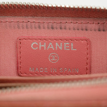 Chanel CC Lambskin Quilted Pink Compact Zip Wallet #3011