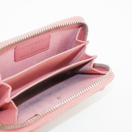 Chanel CC Lambskin Quilted Pink Compact Zip Wallet #3011
