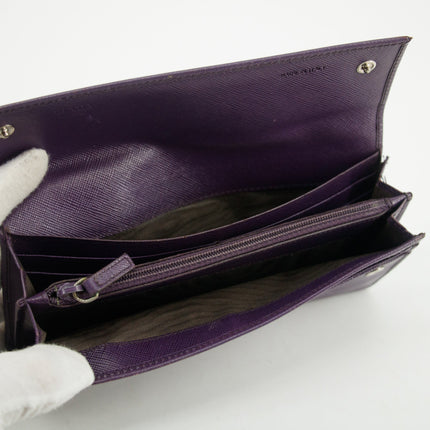 Prada Saffiano Leather Purple Long Wallet  #3082