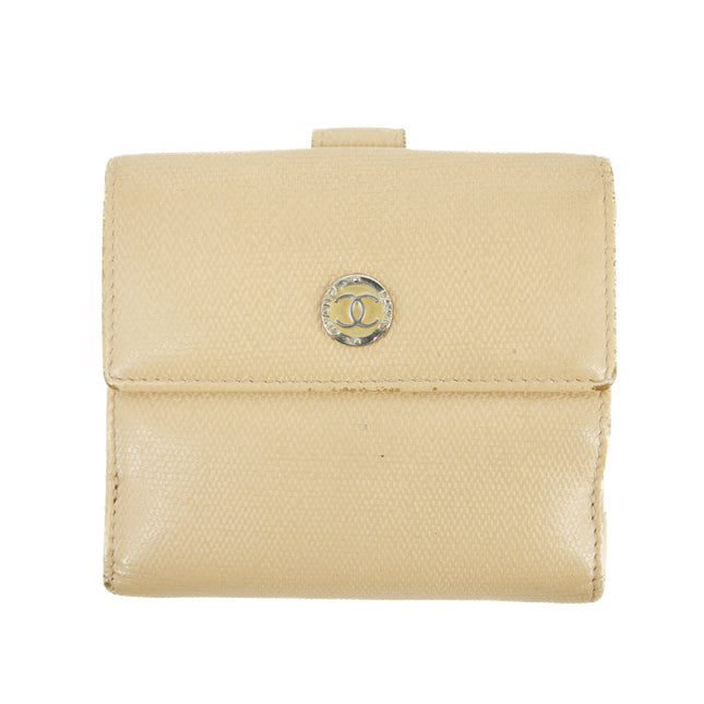 Chanel Beige CC Leather Compact Trifold Wallet #3140