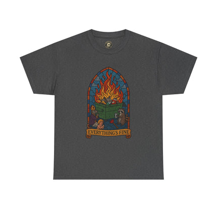 "Everything's Fine" Unisex Heavy Cotton Tee - Casual Wear, Gift for Friends, Home Decor, Everyday Style, Relaxed Fit