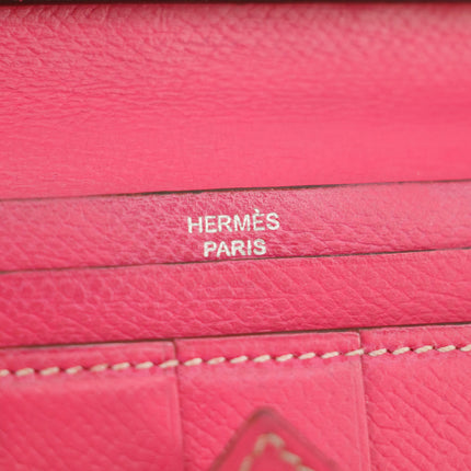 Hermes Burgundy Leather Bearn Soufflet Wallet #3397