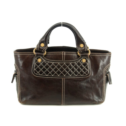 Celine Dark Brown Leather Boogie Tote Bag #3424
