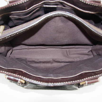 Celine Dark Brown Leather Boogie Tote Bag #3424