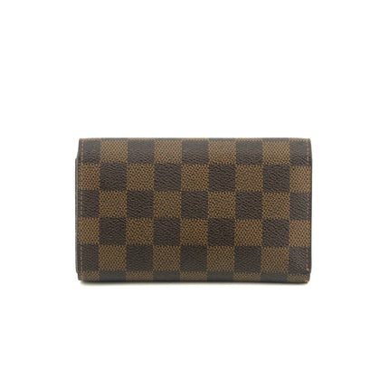 Louis Vuitton Damier Ebene Brown Porte Tresor Wallet #3531