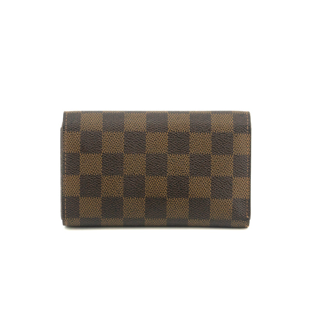 Louis Vuitton Damier Ebene Brown Porte Tresor Wallet #3531