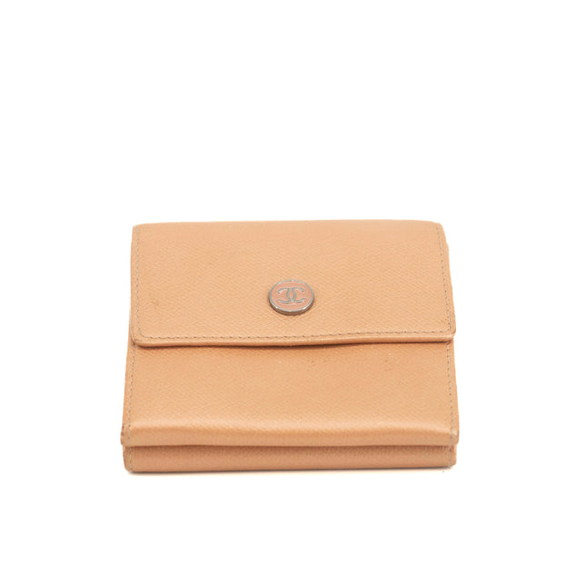 Chanel Pink Leather Compact Trifold Wallet #3715