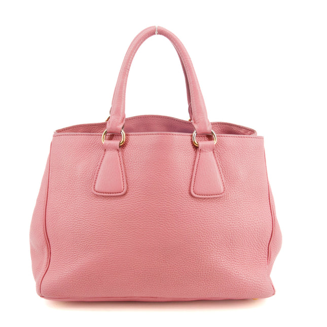 Prada Vitello Daino Leather Bauletto Pink Tote Bag #3596