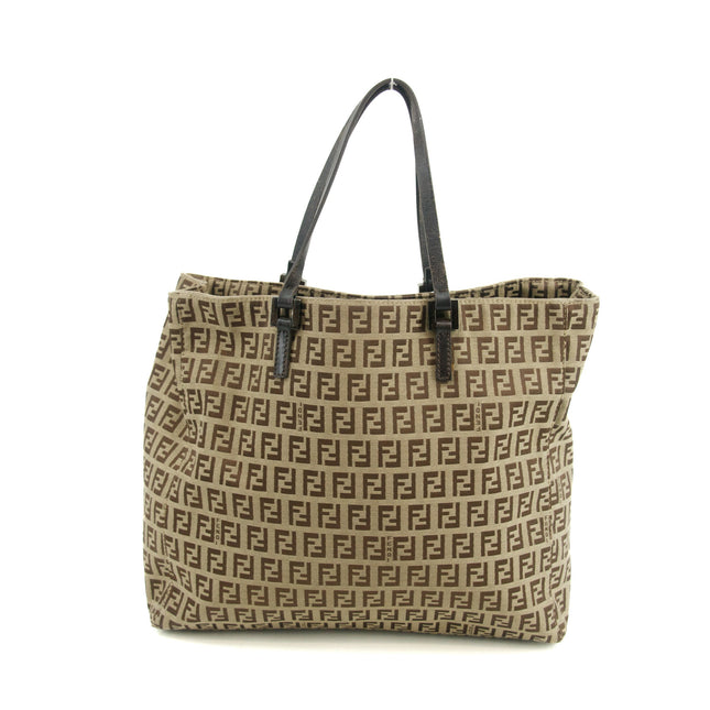 Fendi FF Zucchino Beige Canvas Shoulder Bag #3607