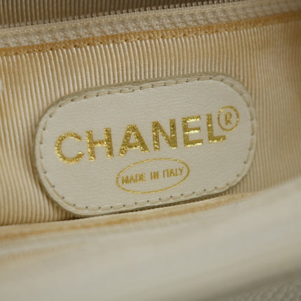 Chanel Triple CC Caviar Skin Chain Shoulder Bag White #3630