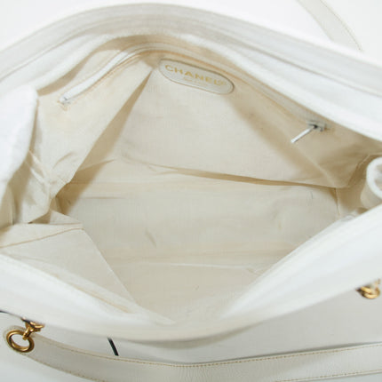 Chanel Triple CC Caviar Skin Chain Shoulder Bag White #3630