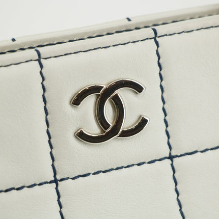 Chanel Wild Stitch White Lambskin Chocolate Bar Shoulder Bag #3640