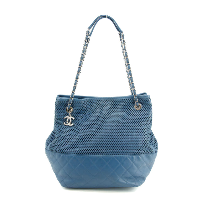 Chanel Blue Calfskin Perforated Up In the Air Shoulder Bag 17 Series #3757
