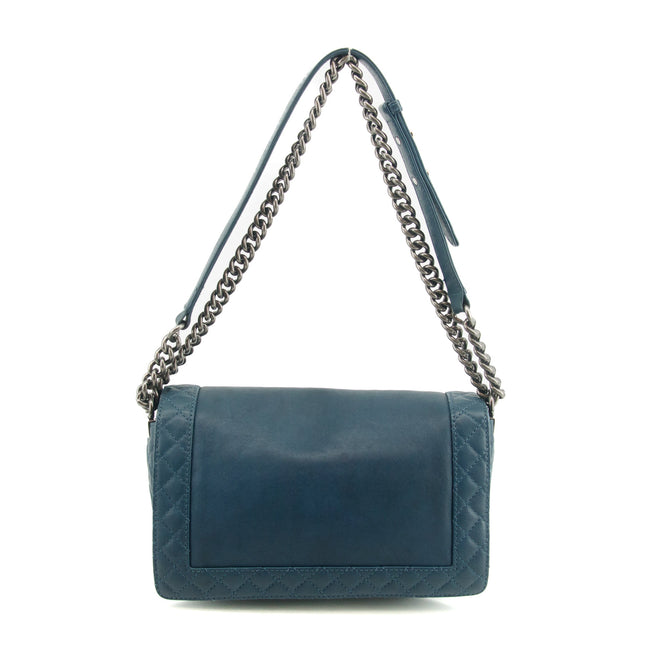 Chanel Boy Navy Lambskin Matelasse Reverso Shoulder Bag #3766