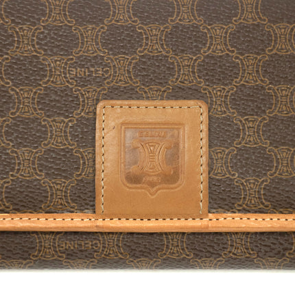 Celine Vintage Macadam Brown PVC Long Wallet #3865