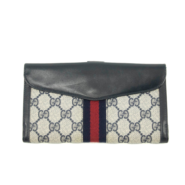 Gucci Canvas Coded Blue Ophidia Long Wallet #3947