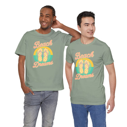 Beach Dreams Unisex Jersey Tee, Flip Flop Summer Shirt, Vacation Outfit, Beach Lover Gift, Casual Summer Wear