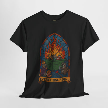"Everything's Fine" Unisex Heavy Cotton Tee - Casual Wear, Gift for Friends, Home Decor, Everyday Style, Relaxed Fit