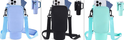 Slok Water Bottle Carrier, Fits 40oz Tumbler with Handle, Adjustable Strap - Blue Purple