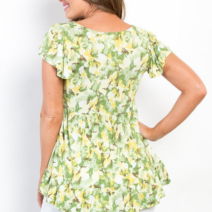 Be Stage Floral Ruffled Babydoll Top