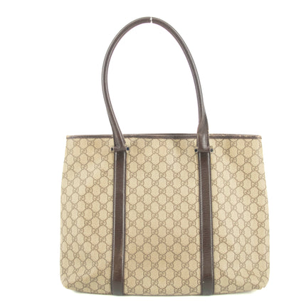 Gucci GG Canvas Coated Supreme Beige x Brown Leather Shoulder Bag #4675