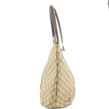 Gucci GG Canvas Coated Supreme Beige x Brown Leather Shoulder Bag #4675