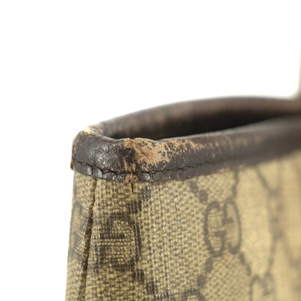 Gucci GG Canvas Coated Supreme Beige x Brown Leather Shoulder Bag #4675