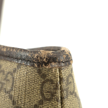 Gucci GG Canvas Coated Supreme Beige x Brown Leather Shoulder Bag #4675