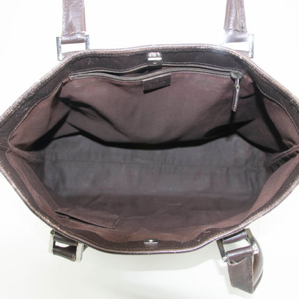 Gucci GG Canvas Coated Supreme Beige x Brown Leather Shoulder Bag #4675