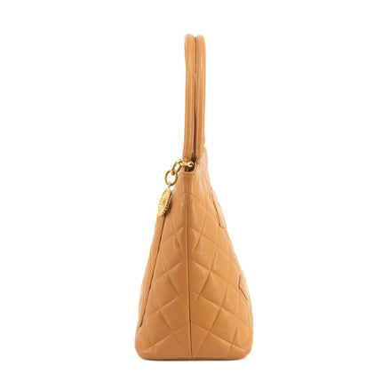Chanel Matelasse Quilted Brown Caviar Skin Medallion Reprint Tote Bag #4731
