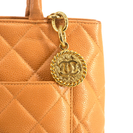 Chanel Matelasse Quilted Brown Caviar Skin Medallion Reprint Tote Bag #4731