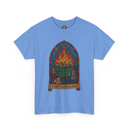 "Everything's Fine" Unisex Heavy Cotton Tee - Casual Wear, Gift for Friends, Home Decor, Everyday Style, Relaxed Fit