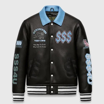 $$$4U Collared Varsity Black Jacket