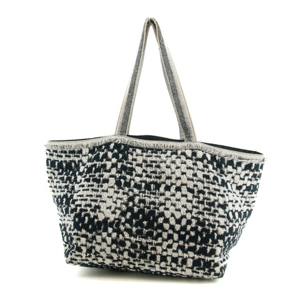 Chanel CC Black and White Terry Cloth Beach Shoulder Bag #5022