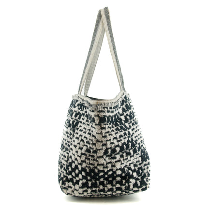 Chanel CC Black and White Terry Cloth Beach Shoulder Bag #5022