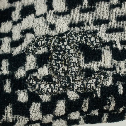 Chanel CC Black and White Terry Cloth Beach Shoulder Bag #5022