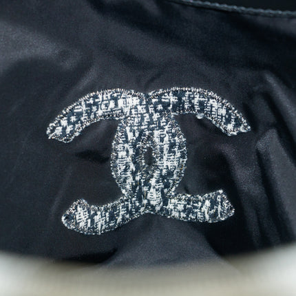 Chanel CC Black and White Terry Cloth Beach Shoulder Bag #5022