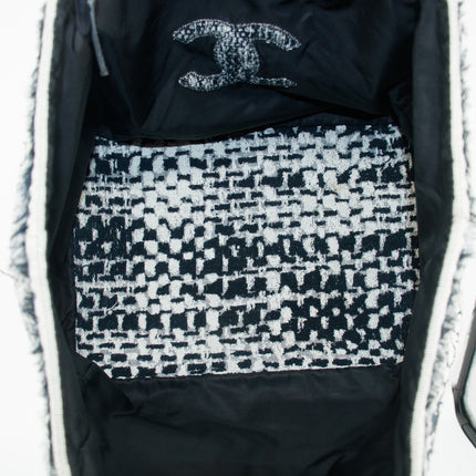 Chanel CC Black and White Terry Cloth Beach Shoulder Bag #5022