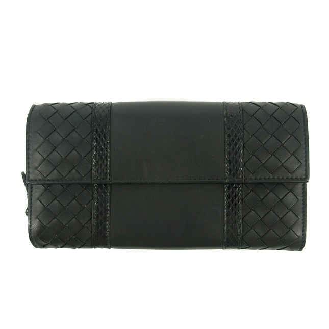 Bottega Veneta Intrecciato Black Bifold Long Wallet #5197