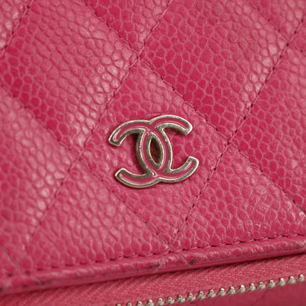 Chanel Caviar Calfshin Leather Pink Trifold Wallet #5342