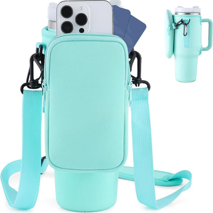 Slok Water Bottle Carrier, Fits 40oz Tumbler with Handle, Adjustable Strap - Blue Purple
