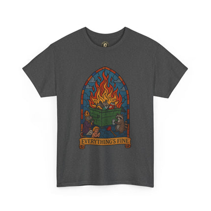 "Everything's Fine" Unisex Heavy Cotton Tee - Casual Wear, Gift for Friends, Home Decor, Everyday Style, Relaxed Fit