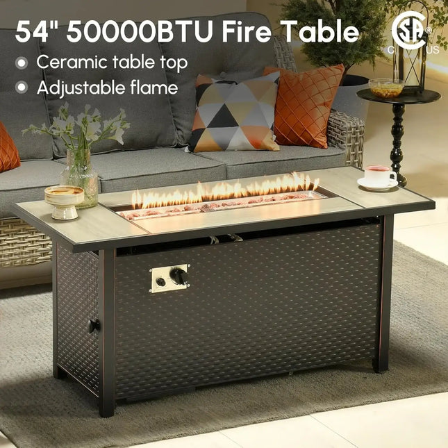 Outdoor Patio Furniture Set with Fire Pit and Ottomans