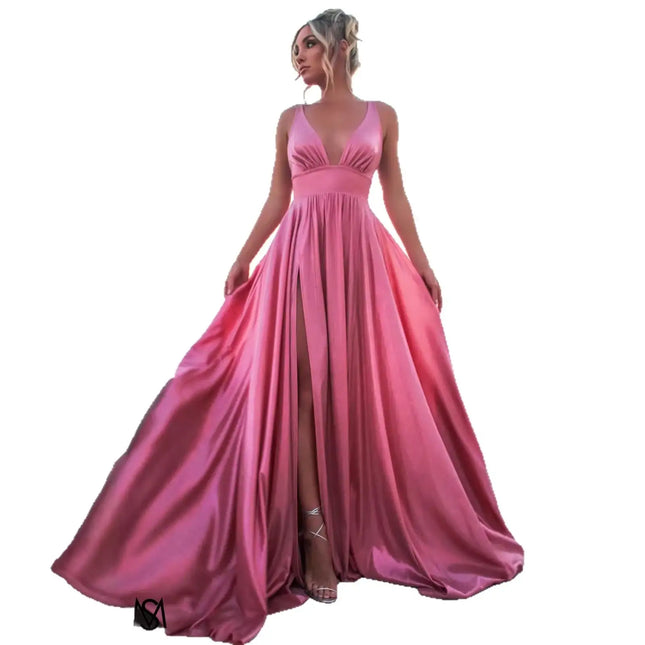 Draped-shoulder Long Dress Sleeveless High-waisted Split Dress (see size chart under more details)