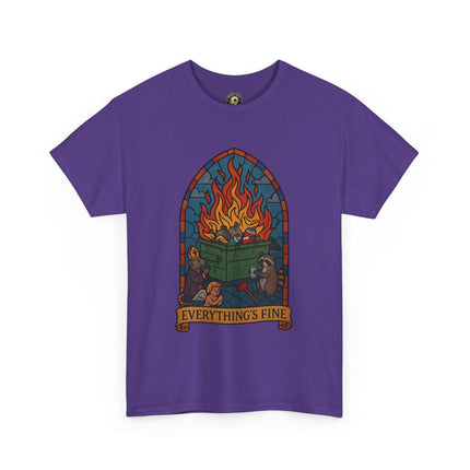 "Everything's Fine" Unisex Heavy Cotton Tee - Casual Wear, Gift for Friends, Home Decor, Everyday Style, Relaxed Fit