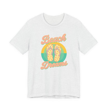Beach Dreams Unisex Jersey Tee, Flip Flop Summer Shirt, Vacation Outfit, Beach Lover Gift, Casual Summer Wear