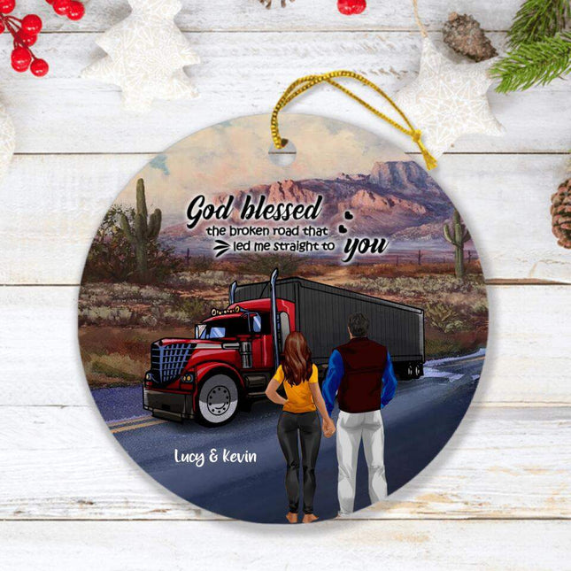 Personalized Trucker Ornament - Couple/Mom And Kid/Mom And Dog - Best Gift For Couple - 5VQSN5