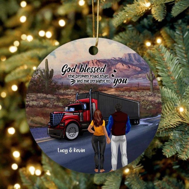 Personalized Trucker Ornament - Couple/Mom And Kid/Mom And Dog - Best Gift For Couple - 5VQSN5
